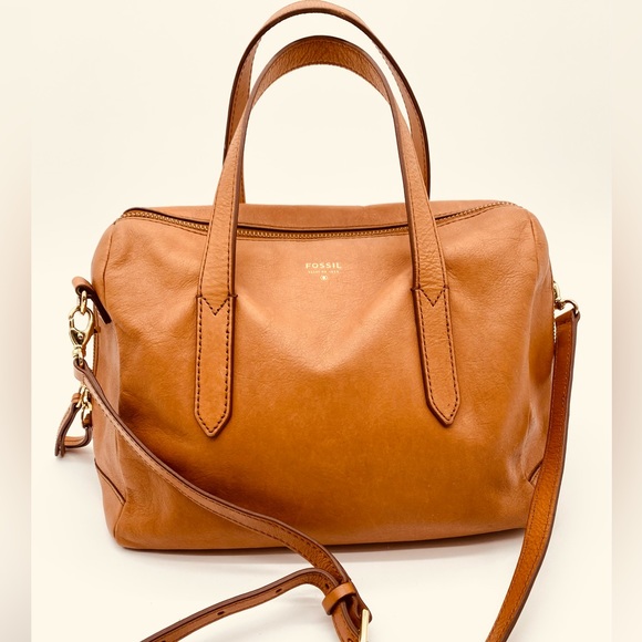 Fossil Bags Fossil Sydney Camel Tan Leather Satchel Handbag